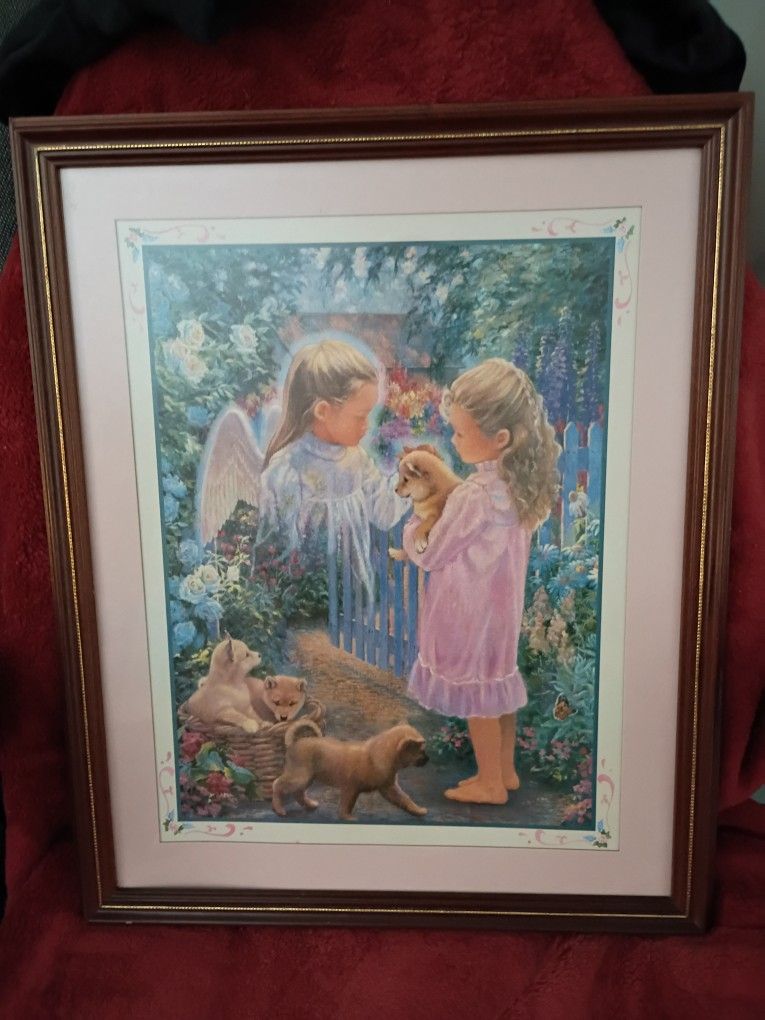 Vintage Home interiors Angel Print Framed