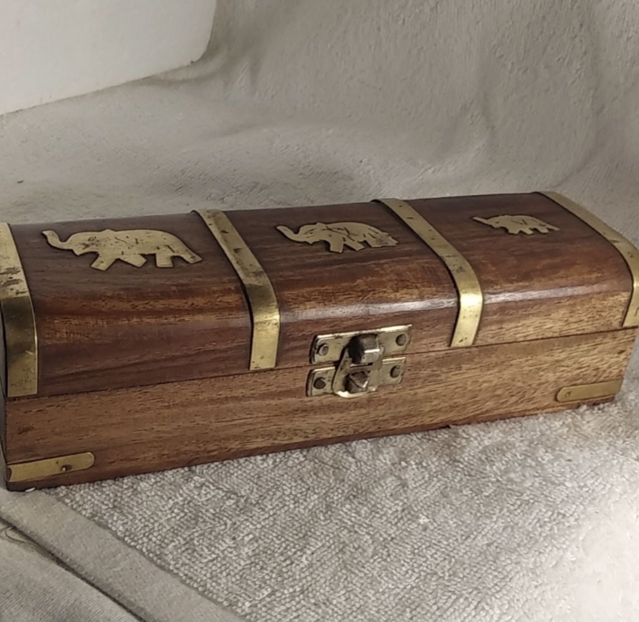 Beautiful wood brass Elephant storage box