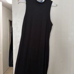 Title Neck Front Slit Dress