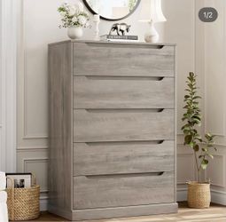 5-Drawer Tall Dresser in Gray Wood Finish