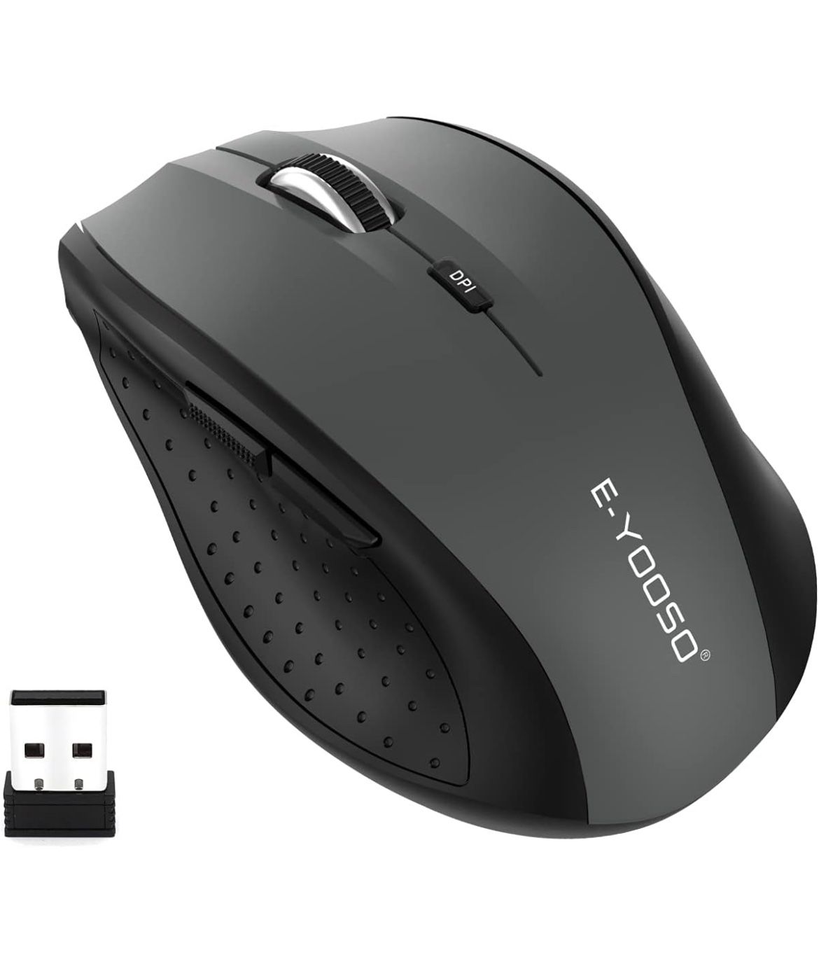 Cordless Mouse, 5 Level 4800 DPI, 6 Button Ergo Wireless Mice, 2.4G Portable USB Wireless Mouse