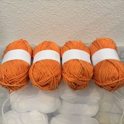 4 of 1.7oz 5 ply new orange color Milk soft Cotton Yarn Crochet Knitting