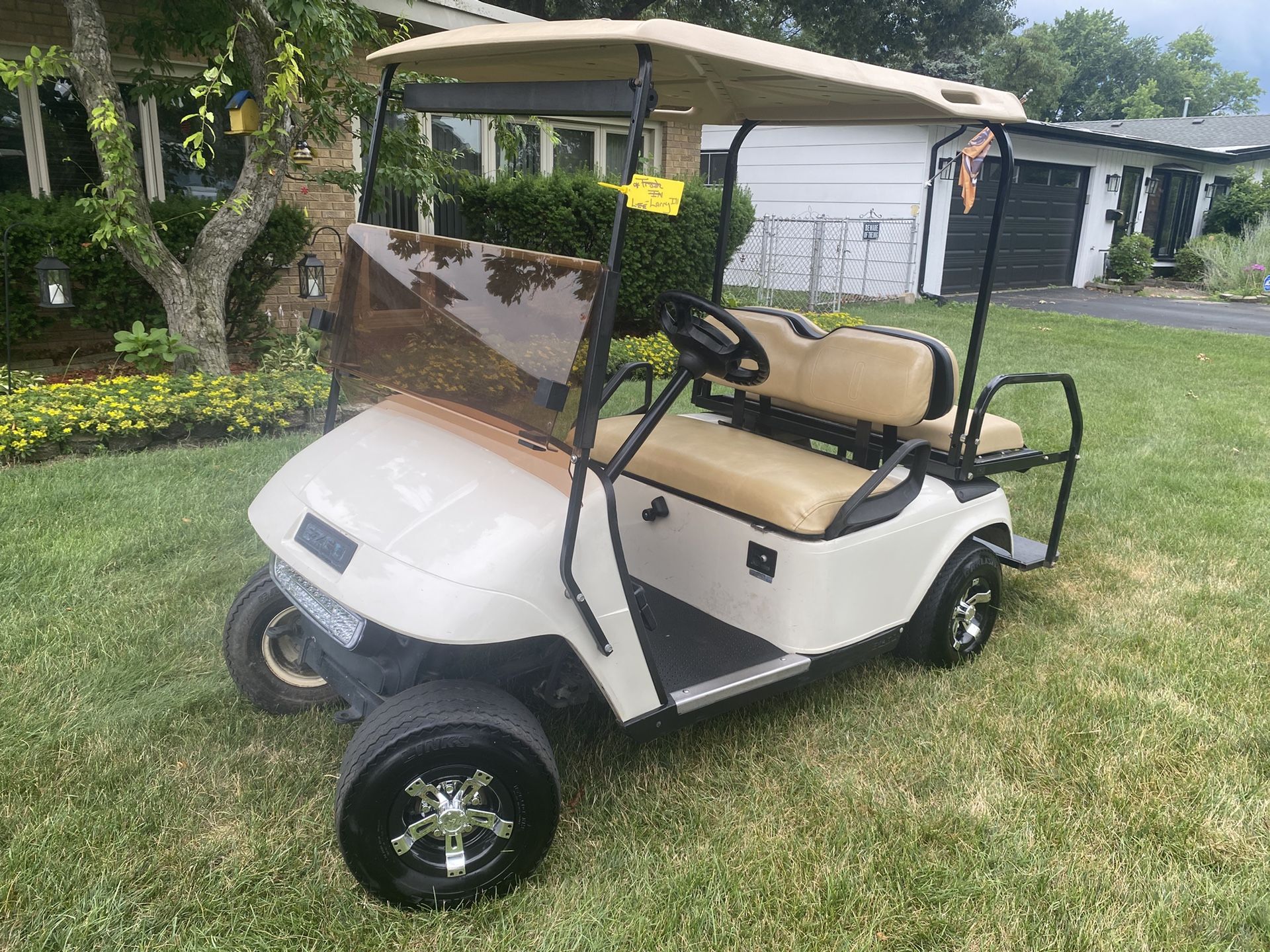 EZGO TXT GAS Headlights & Taillights 4 Passenger Bi-fold Windshield Rear View Mirror Custom Wheel Covers