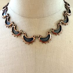 Renoir Vintage Copper Necklace – Modernist Crescent Link Design