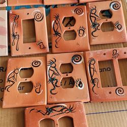 Hand Painted Kokopelli Ceramic Light Switch Covers (Lot Of 10)