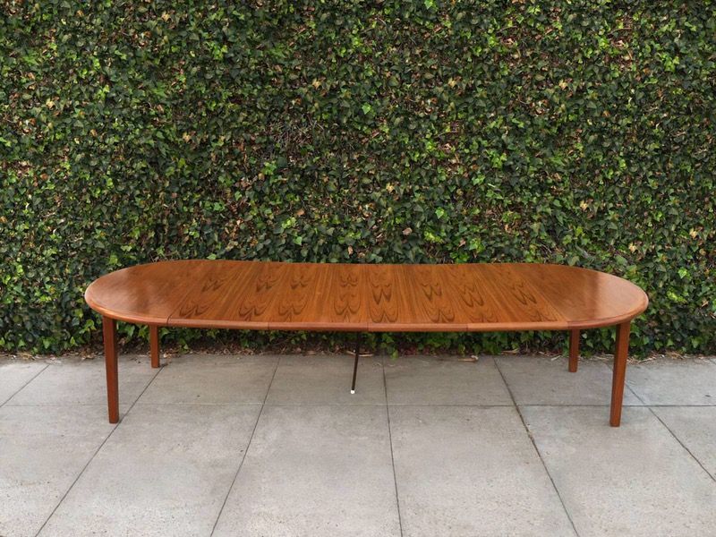 Mid Century Modern Extra Long Danish Teak Dining Table by Laurits M Larsen Mobelfabrik (4 Leaves)