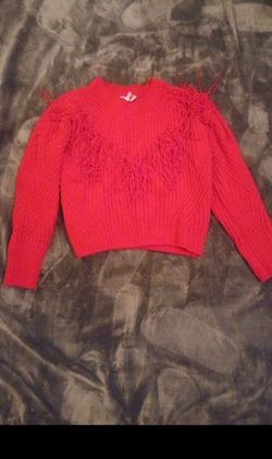 Womens Red Shimmy Sweater