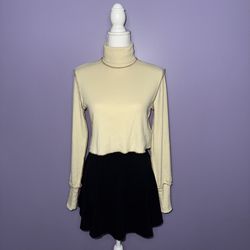 Forever 21 Tan Turtleneck Long Sleeve Crop Top