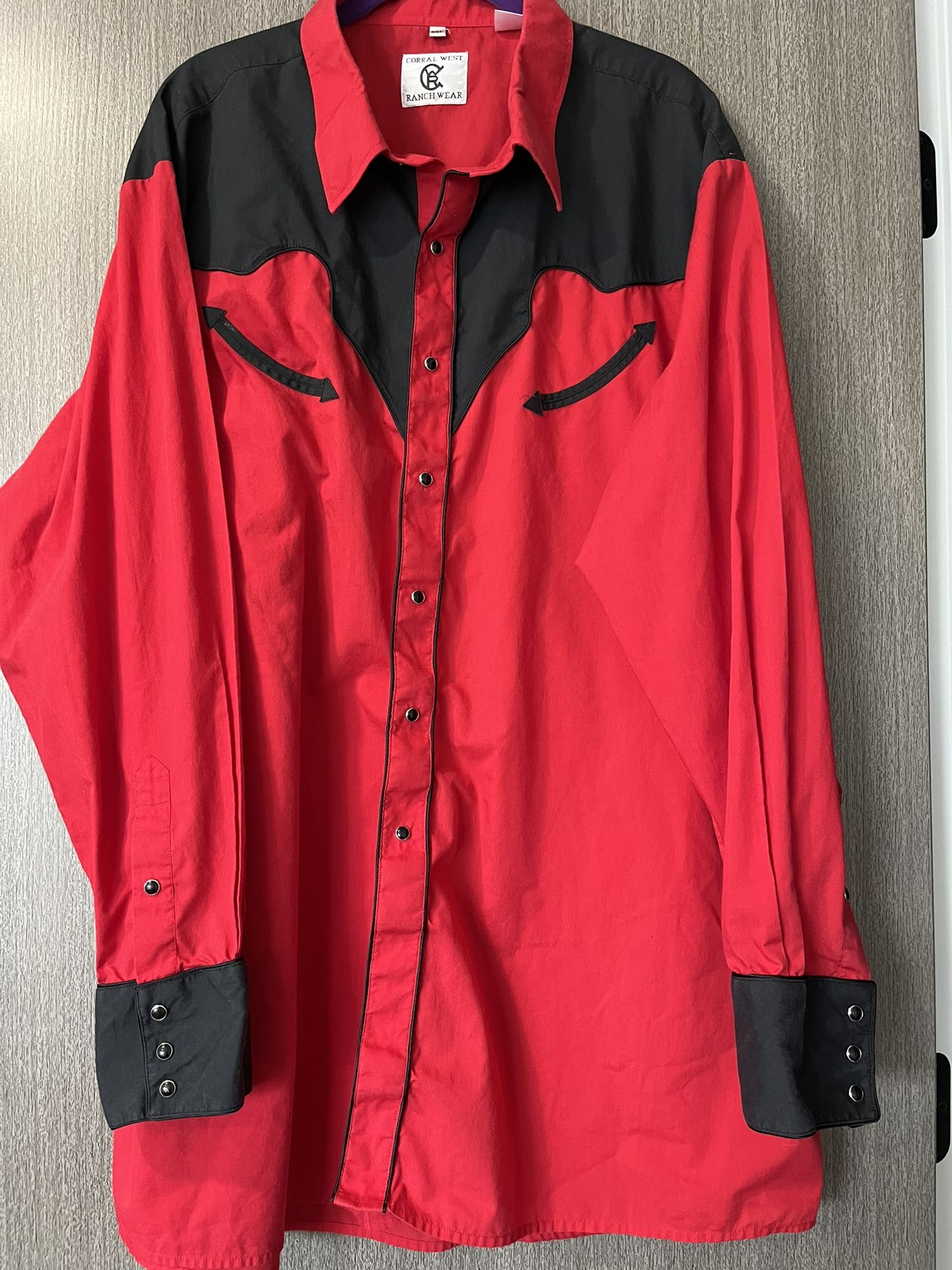 Corral  West Men’s Red And Black Western Shirt XXL