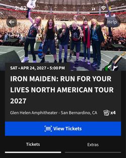 Iron Maiden GA PIT tickets - San Bernardino - Sat April 24th
