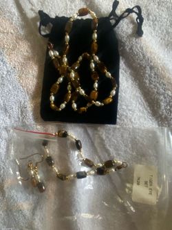Tiger Eye jewelry set Necklace Earrings and Bracelet