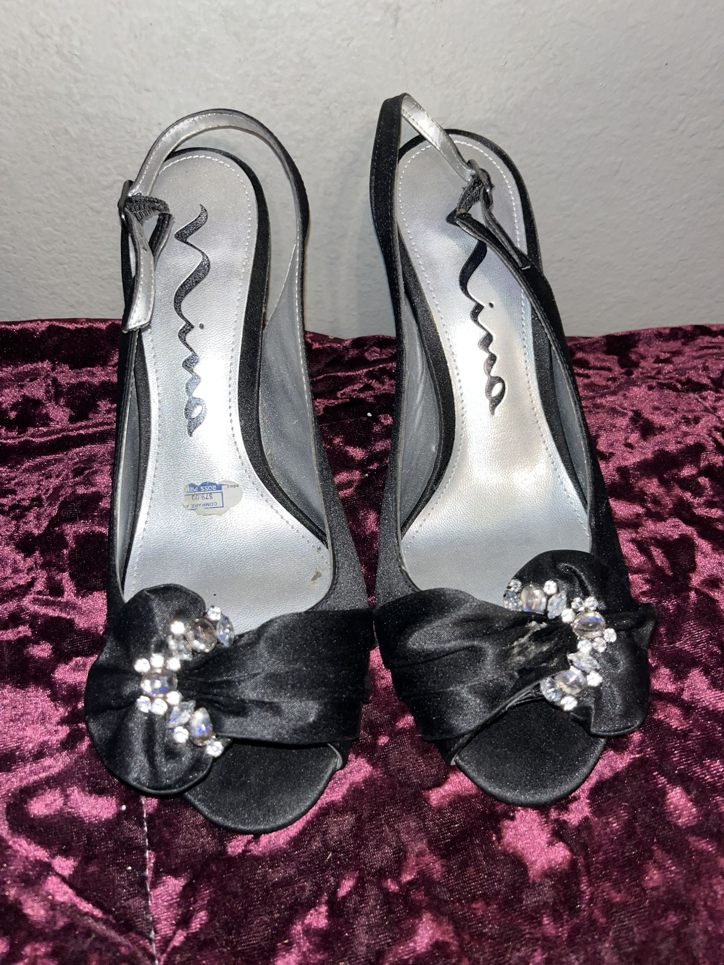 black heels with rhinestones 