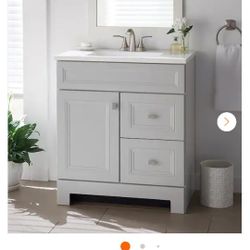 Sedgewood 30.5 in. W x 18.75 in. D x 34.375 in. H Single Sink Bath Vanity in Dove Gray with Arctic Solid Surface Top