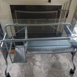 Price Drop - Metal Glass Top Desk