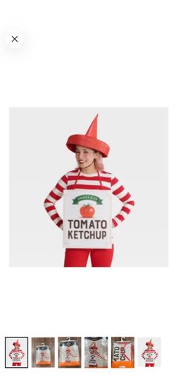 Hyde & Eek! Tomato Ketchup Costume headpiece and label adult size