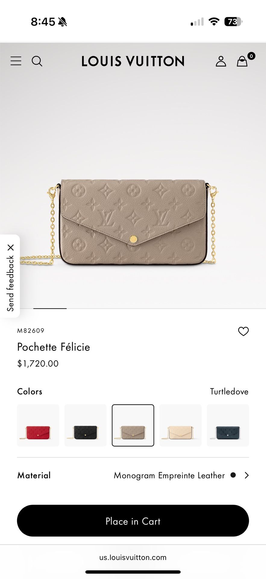 Louis Vuitton Pochette Felicie Leather Turtle Dove 
