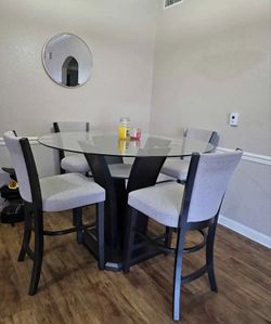 Elegant 5-Piece Dining Set – Glass Table & 4 Chairs