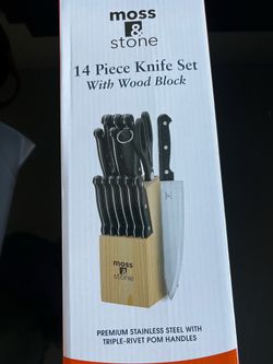 NIB Moss & Stone Knife Block and Knives