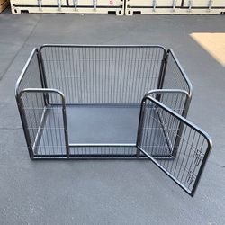 (NEW) $95 Heavy Duty Pet Playpen with Plastic Tray, Dog Cage Kennel 4 Panels, 49x32x28 inches