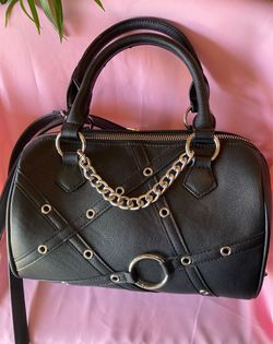 Hot Topic Studded Harness Cylinder Satchel Bag features edgy grommet hardware and a silver-colored chain detail