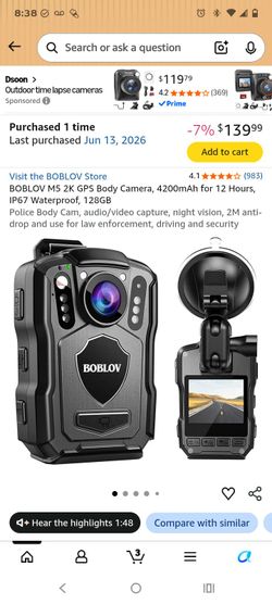 BOBLOV M5 2K GPS Body Camera