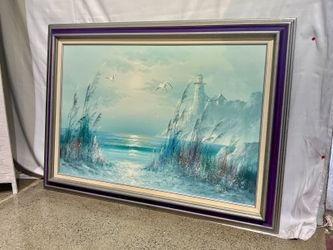 Misty Lighthouse Original Oil Painting