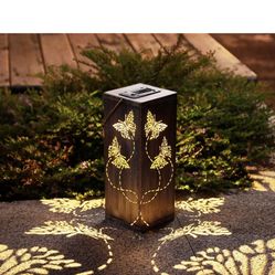  Solar Lantern Lights Outdoor Butterfly Garden Decor with Ground Stake, Metal Butterfly Solar Lights Waterproof Outside Decorations for Lawn Patio Pat