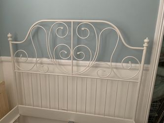 White Metal Scroll Bed Headboard