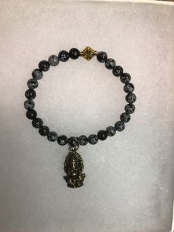 Snow flake obsidian bracelet