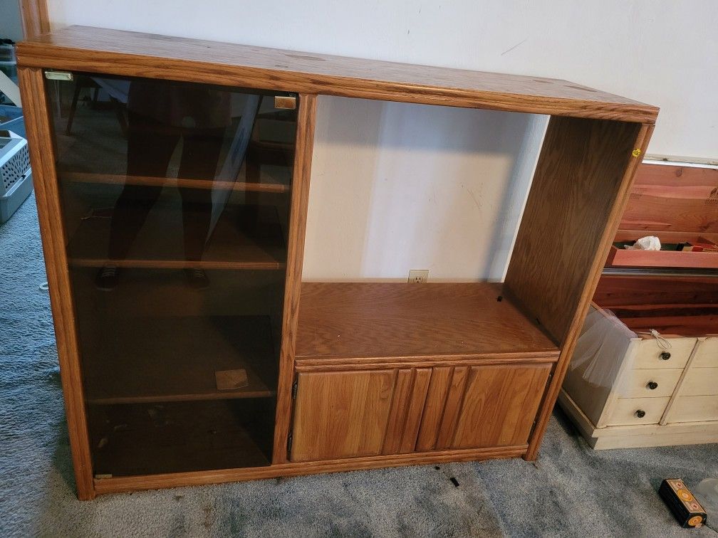 Oak and Glass Entertainment Center