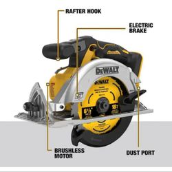 DEWALT 20V MAX* 6-1/2 in. Brushless Cordless Circular Saw, Tool Only