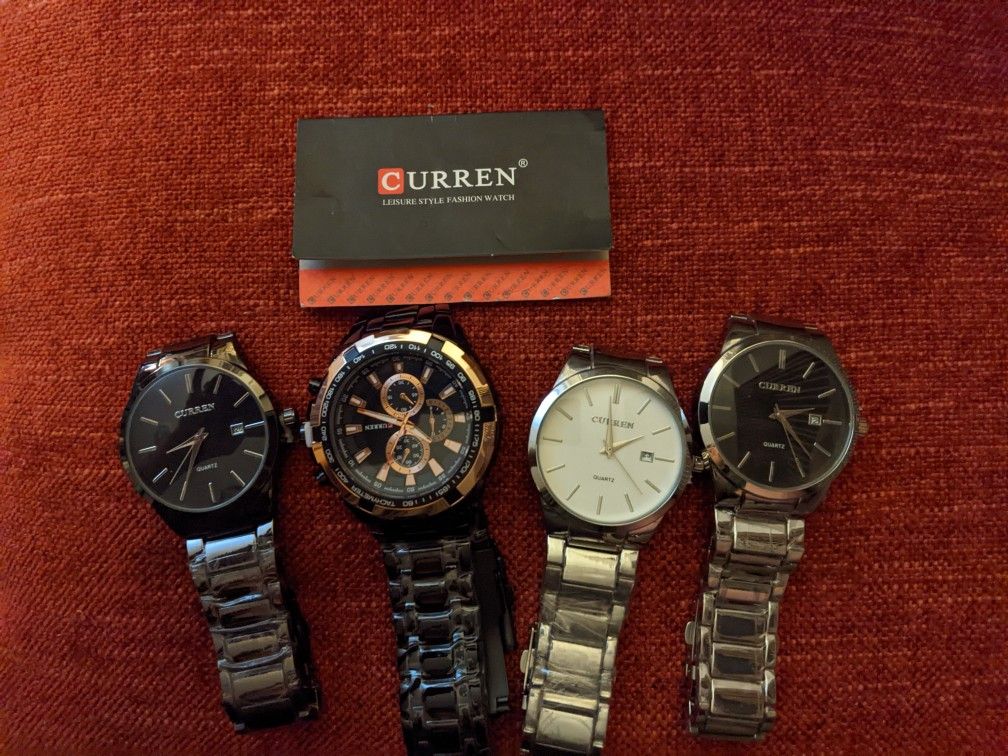 4 Men's Curren Watches ,1 For Larger Wrist Of ANY SEX