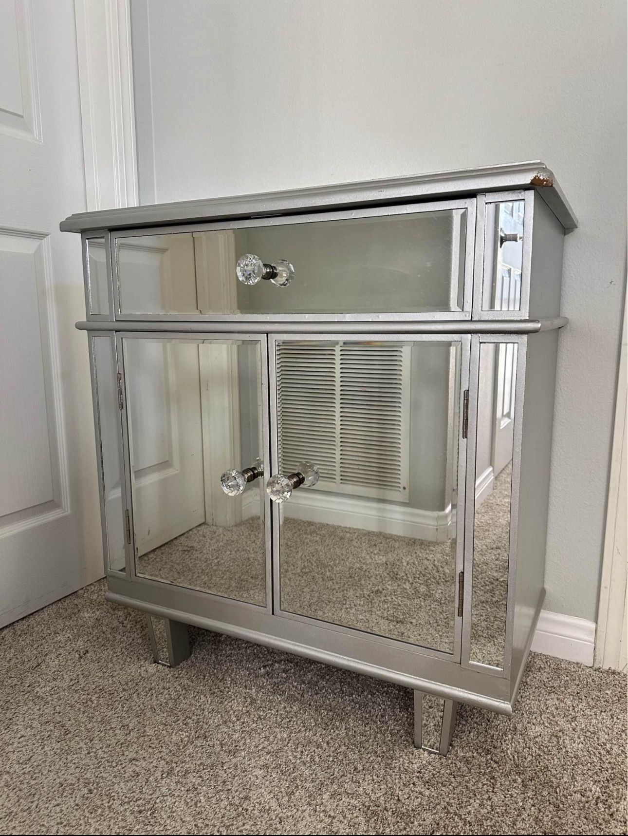 Mirrored Cabinet - Two Doors, Drawer & Shelf