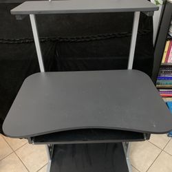 Black Fuselier Metal Base Computer Desk with Hutch and Wheels  Cash only  