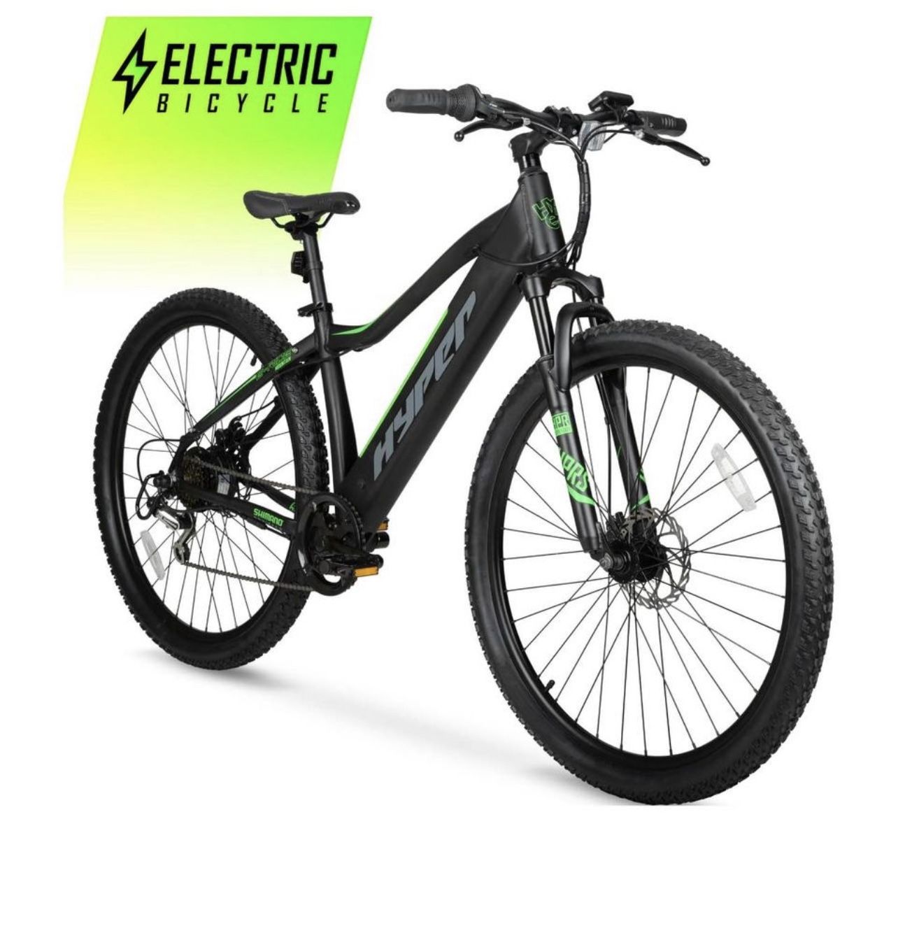 Hyper Bicycles Electric Bicycle Pedal Assist Mountain, 29 In. Wheels, Black