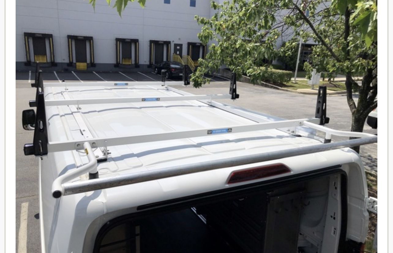 Adrian Steel 3BARRFT2-W 3-Bar Utility Rack w/ Rear Roller, White, Transit Low Roof
