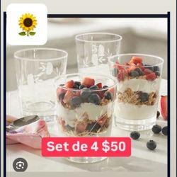  $50.00 Set De 4 Vasos Para Tus Bebidas Favoritas Postres Cristal Heritage  Grueso Princess House Ventas Finales