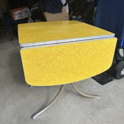 Vintage Yellow Drop Leaf Table