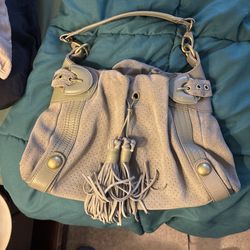 Hype Gray Leather Handbag With Tassels