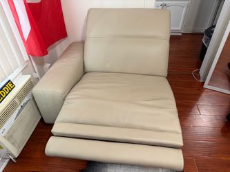 Beige Leather Recliner Chair