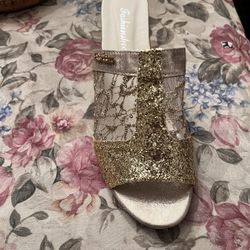 Dress Heels Gold Sparkle 