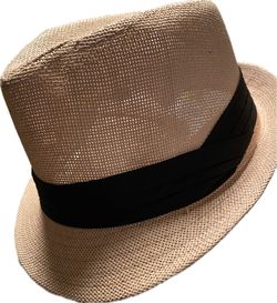 Beige Fedora With Black Hat Band