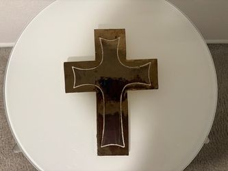Raku Pottery Cross Unique Golden Bronze Tone