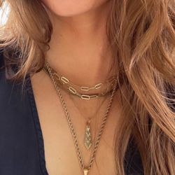 14kt gold plated over sterling .925 stamped  Silver double Chain Necklace choker  Made in Italy