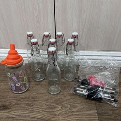 8 Glass Bottles Total. Organization Storage Etc. New