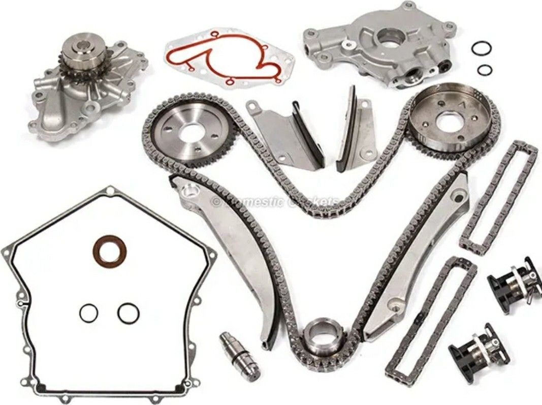 02-06 Chrysler Dodge 2.7L Timing Chain Water&Oil Pump Tensioner Kit+Cover Gasket