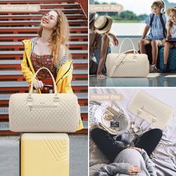 LOVEVOOK Travel Duffle Bag, Weekender Bag for Women with Toiletry Bag, Carry on Overnight Bag with Shoe Compartment, Gym Duffel Bag with Wet Pocket, M