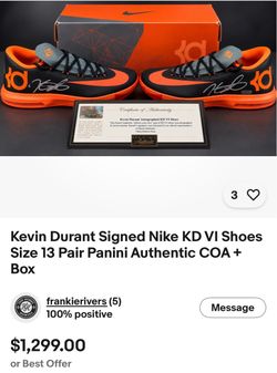 Kevin Durant Signed Nike KD VI Shoes with COA