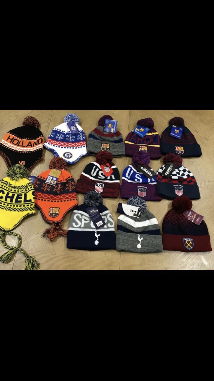 Soccer Beanies, Scarves, Back Packs