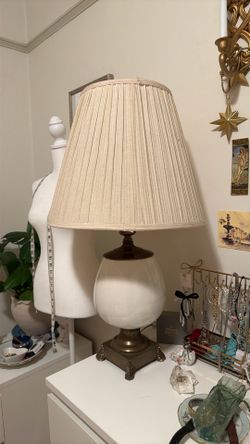 White/offwhite Heavy Table Lamp Vintage Decor